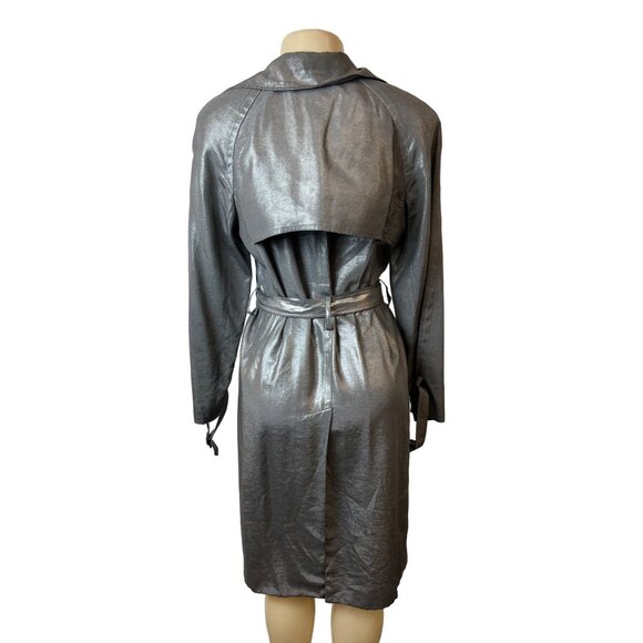 Jones New York Women's Gray Double Breasted Trench Coat Sz M - Picture 4 of 11